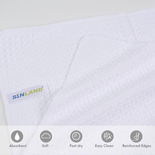 SINLAND Sublimation Blank Towels Waffle Kitchen Towel 16x24 10 Pack White - Image 3