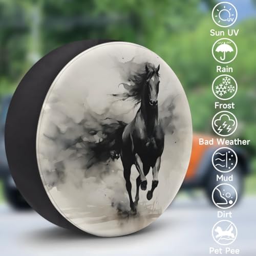 Spare Tire Cover for RV Trailer, Animals Horse Tire Covers Universal Fit for - Image 3