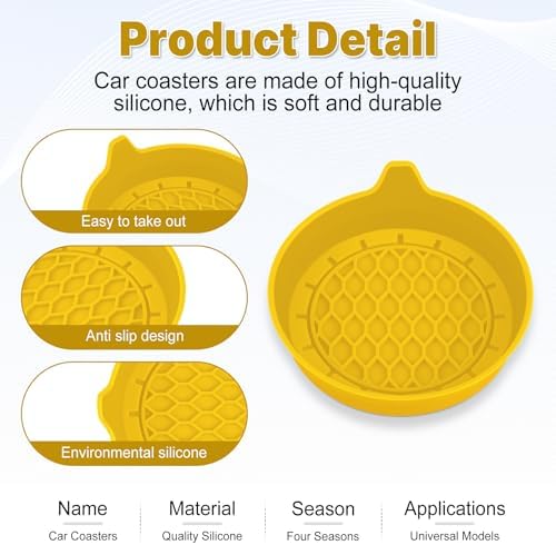 SINGARO Car Cup Holder Coaster, Silicone Cup Holder Insert, Universal Non-Slip - Image 4