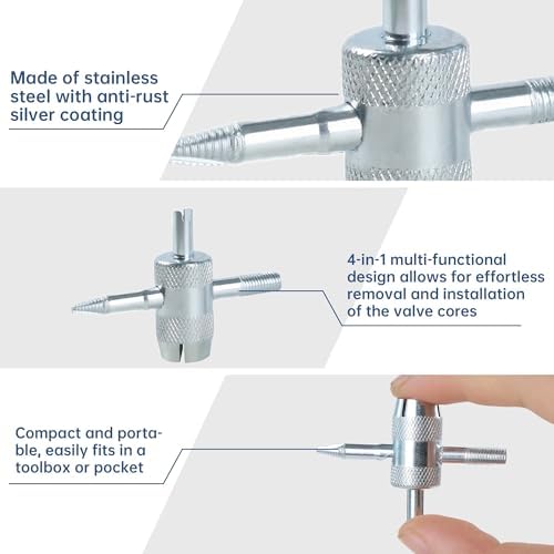 2 Pcs 4-Way Valve Core Removal Tool Stainless Steel Tire Valve Stem Tools - Image 4