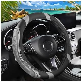 Osilly 15 Inch Artificial Leather Steering Wheel Cover, Light Gray by Osilly