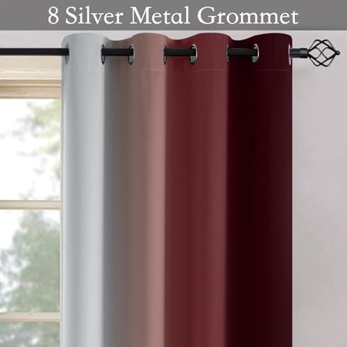 SimpleHome Ombre Curtains Red to Grey White - Image 5