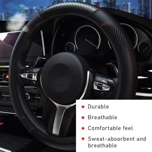 povtii Car Steering Wheel Cover, 15 Inch Leather Breathable Auto Steering Wheel - Image 4
