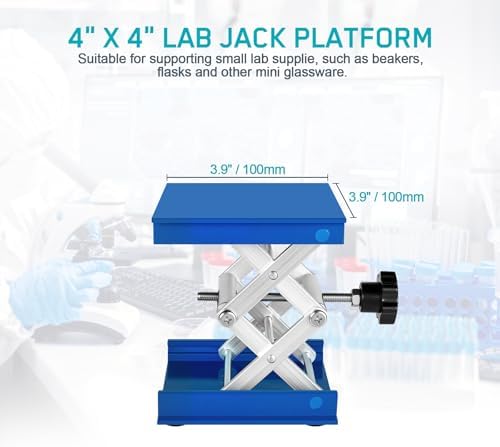 Lab Jack Stand Platform 4" x 4", Mini Laboratory Support Stand Manual Scissor - Image 2