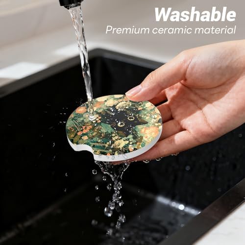 2 Pack Ceramic Car Coasters for Cup Holder, 2.56 in Anti Slip Absorbent Coaster - Image 3