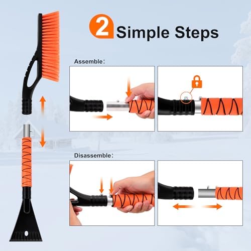 27" Heavy Duty Snow Brush and Ice Scraper | Scratch-Free Bristle Head & - Image 4