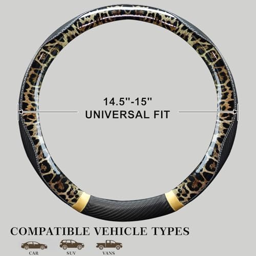 KAFEEK Khaki Leopard Print Steering Wheel Cover - Image 6