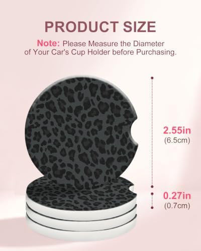 Swooflia Elegant Car Coasters 4 Pcs Classic Black Leopard Car Accessories - Image 2