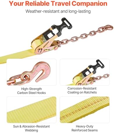 VEVOR Wheel Chock Tie-Down Kit, Tire-Style Tow Dolly Strap, Car Tie Down Kit - Image 6