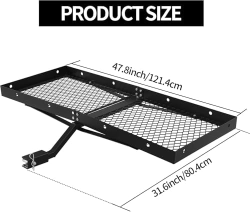 500LBS Capacity Hitch Mount Cargo Carrier Fits 2'' Hitch Receiver - Image 2