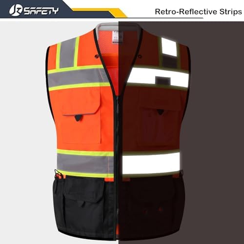 JKSafety Hi-Vis Unisex Surveyor Safety Vest Heavy Duty PPE Inner Pockets - Image 4