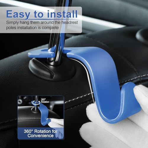 LivTee Car Seat Headrest Hook, Car Headrest Hidden Hook, 4 Pack Universal Auto - Image 4