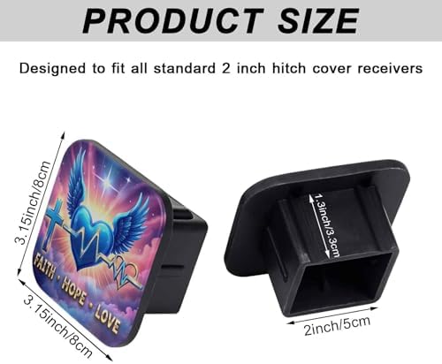 2 Inch Cross Heart Wings Trailer Hitch Cover Rubber Receiver Tube Plug Cap - Image 2