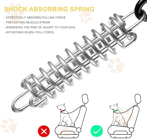 Dog Seat Belt Harness for Car, 5-in-1 Coated Wire Dog Seatbelt, HYLIYAKI Shock - Image 6