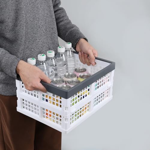 15 L 4-Pack Plastic Folding Storage Crate, Stackable Collapsible Milk Crates - Image 5