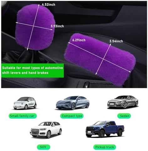 Ziciner 2PCS Plush Car Gear Shift Knob Cover & Handbrake Cover, Comfortable - Image 2