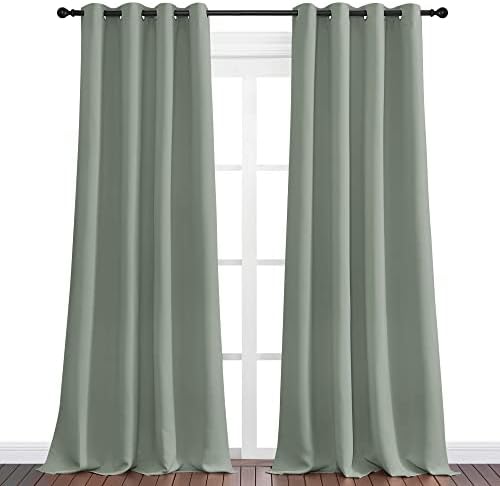 NICETOWN Greyish Green Blackout Curtains 90" Long - Image 2