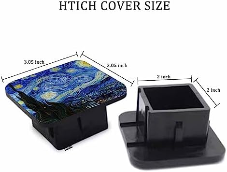 Hitch Cover 2" Starry Night, Van Gogh Moon Mountain Village Painting Rubber - Image 2