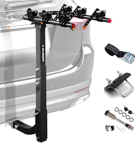 IKURAM R 3 Bike Hitch Mount Foldable Bicycle Carrier, Fits 2" Receiver by IKURAMR