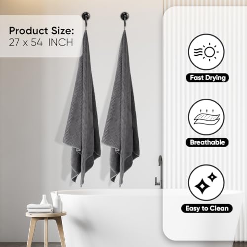 HOMEXCEL Bath Towels 2PK, Microfiber Ultra Soft Bathroom Towel, 27x54 in - Image 2