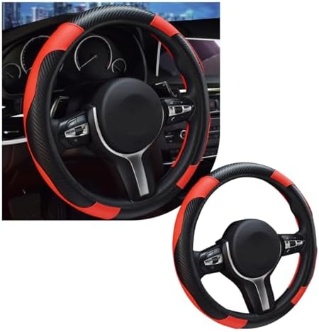 povtii Car Steering Wheel Cover, 15 Inch Leather Breathable Auto Steering Wheel by povtii