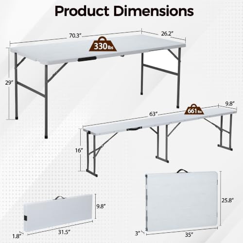 ZENY Folding Picnic Table Set - Image 2