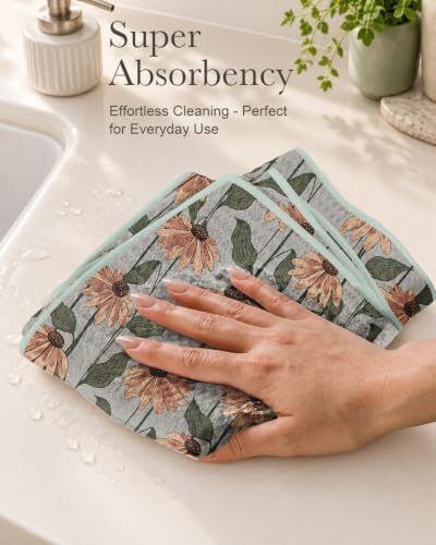 Miss Adola 2pcs Double-Sided Microfiber Kitchen Towels, Dusky Garden - Image 3