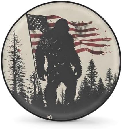 Rv Spare Tire Cover Wheel Bigfoot Mountain American Flag Tire Covers Wheel by FengQuGou
