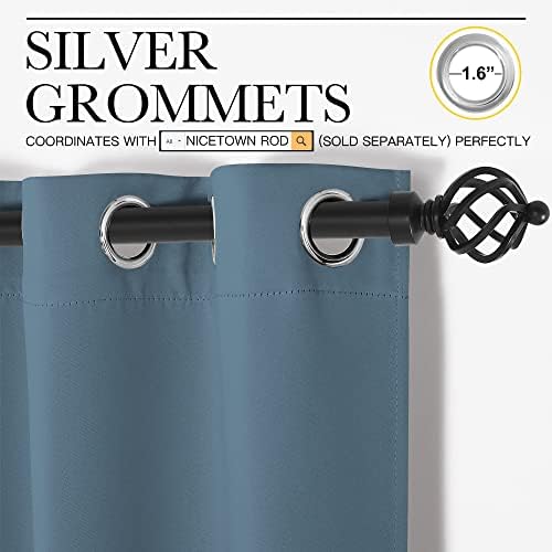 NICETOWN Smoky Blue Blackout Curtains, 2 Panels - Image 2