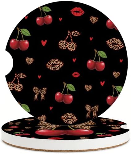 Cheetah Leopard Car Coasters for Cup Holders, Absorbent Coaster for Women by CRASHOT