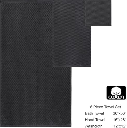 COTTON CRAFT Euro Spa Waffle Weave 6 Piece Towel Set - Image 7