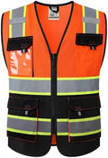 JKSafety Safety Vest for Men Women Hi Vis Reflective Vest JK220 OBlack M by JKSafety