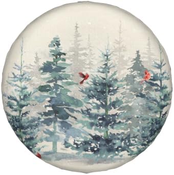 Winter Teal Blue Pine Tree Spare Tire Cover Red Bird Decor Waterproof Wheel - Image 2