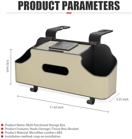 1 PC Car Seat Back Storage Box, 11.42" x 3.35" x 4.92" Hanging Fashionable - Image 2