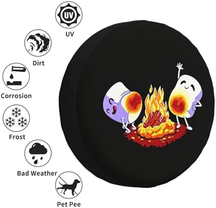 Spare Tire Cover with Marshmallow Campfire Pattern Wheel Covers 15inch - Image 3