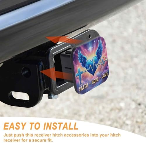 2 Inch Cross Heart Wings Trailer Hitch Cover Rubber Receiver Tube Plug Cap - Image 4