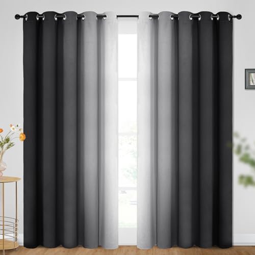 SimpleHome Ombre Black to Grey White Curtains by SimpleHome