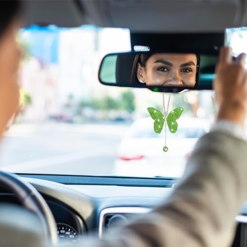 zipelo Rhinestone Butterfly Rearview Mirror Charm, Light Green - Image 5