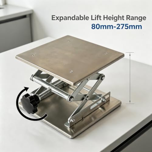 8"x8" Stainless Steel Lab Jack Mini Scissor Lift 33lbs Load Capacity - Image 3