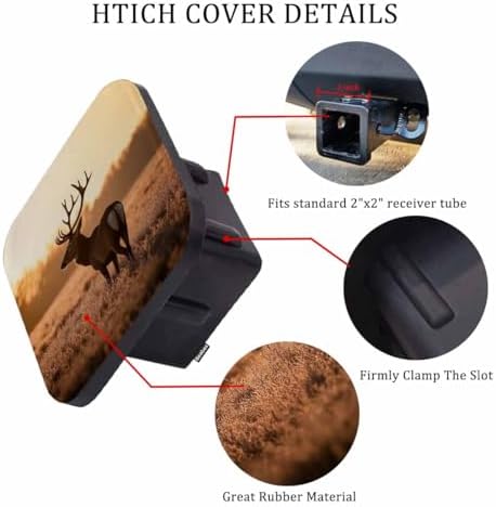 Auto Hitch Cover for Trucks Deer, Foggy Forest Animal Red Deer Moose Sturdy - Image 3