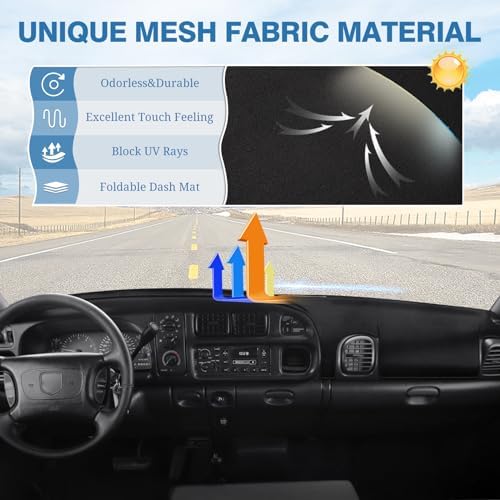 FIILINES Dash Cover for 1998-2001 Dodge Ram 1500 2500 3500, Dashboard Cover Ram - Image 3