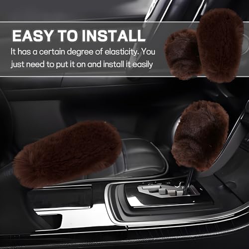 Hovom 2PCS Fluffy Car Gear Shift Knob Cover & Handbrake Cover - Image 5