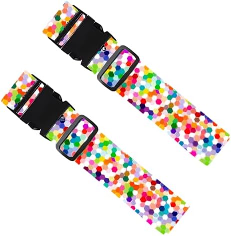 2PC, Geometric Luggage Strap 1.97 x 70.87 inch Colorful Hexagon Pattern by Cmialusie