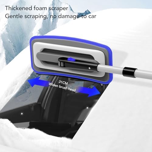 Tissting Snow Broom Ice Scraper, No-Scratch Foam Brush 31 x 15 x 90cm - Image 4