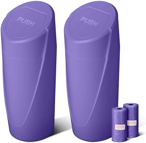 Car Trash Can Bin with Lid-2 Packs Car Garbage Can Cup Holder-Purple Mini by SGLRT