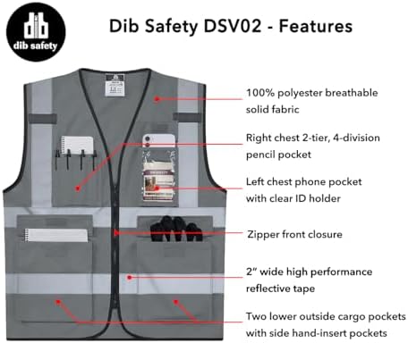 Dib Safety Hi Vis Reflective Safety Vest - Image 5