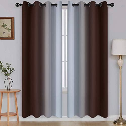 SimpleHome Ombre Brown to Grey White Curtains by SimpleHome