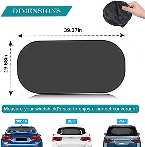 IC ICLOVER Car Sun Shade, Folding Auto Rear Window Sunshade, Suction Cups - Image 2