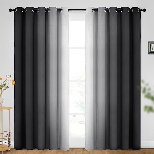 SimpleHome Ombre Black to Grey White Curtains by SimpleHome