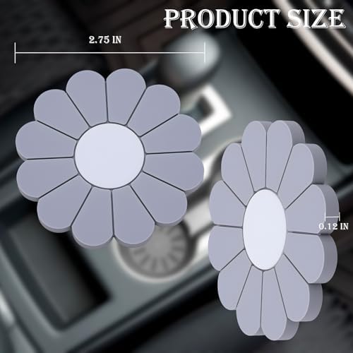 4-Pack Car Cup Holder Coaster Inserts, Daisy Shape, 2.75 Inch Non-Slip Silicone - Image 2